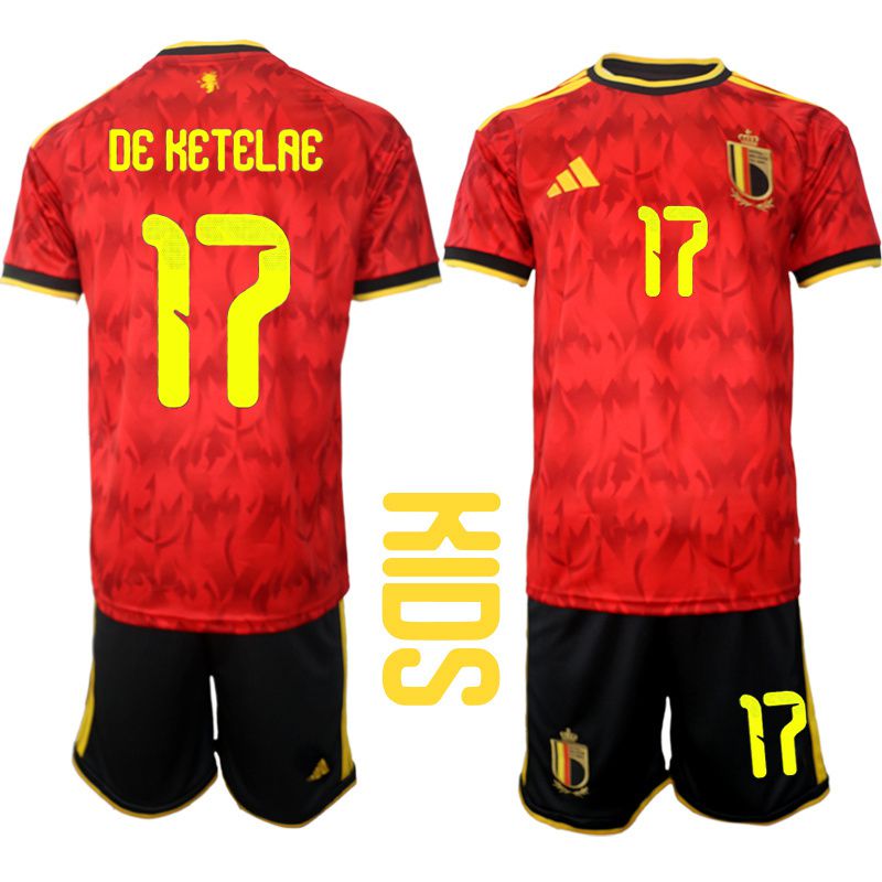 Youth 2026 World Cup National Team Belgium home red #17 Soccer Jersey
